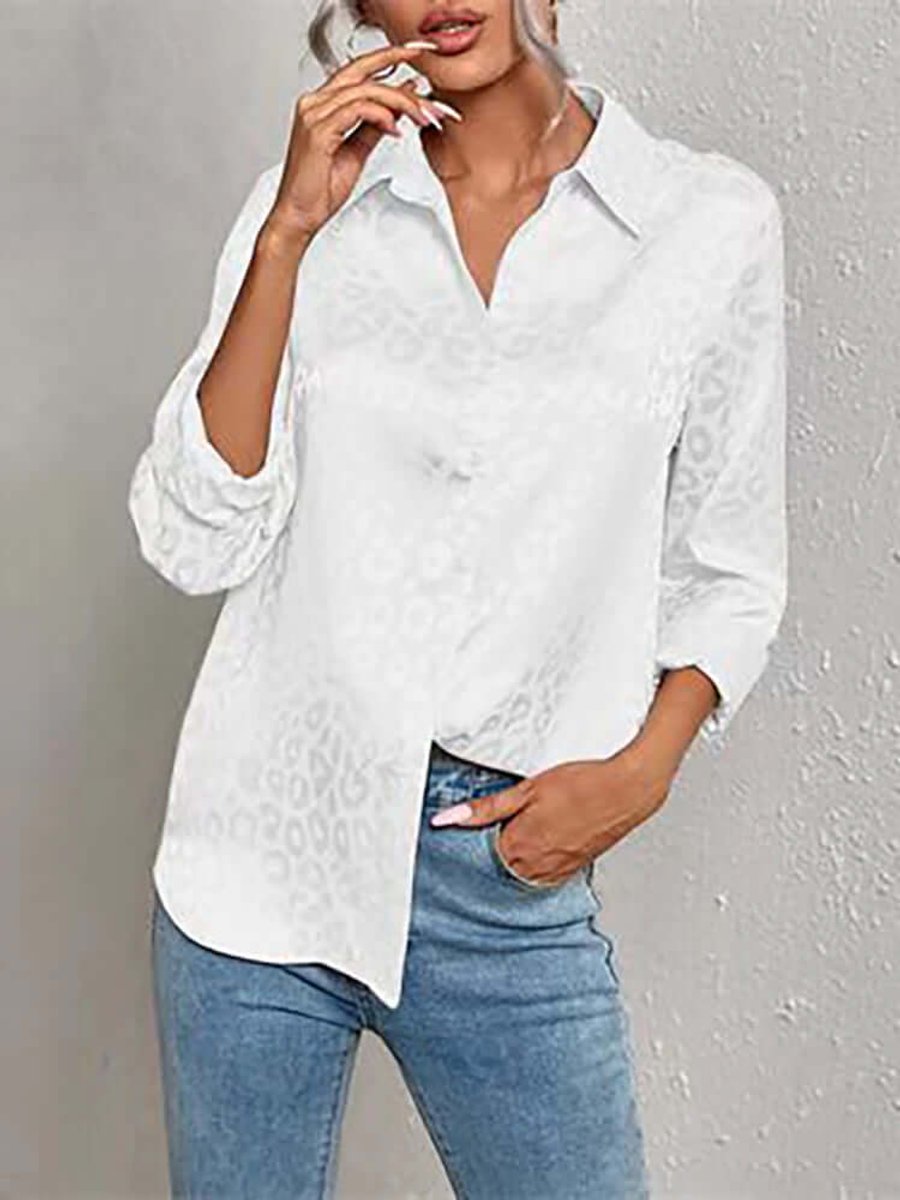Emily Lange Satijnen Blouse met Dierenprint