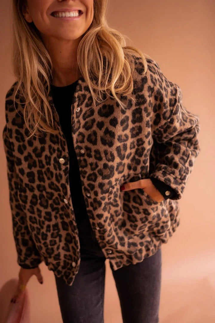 Scarlett Leren Bomberjas met Dierenprint