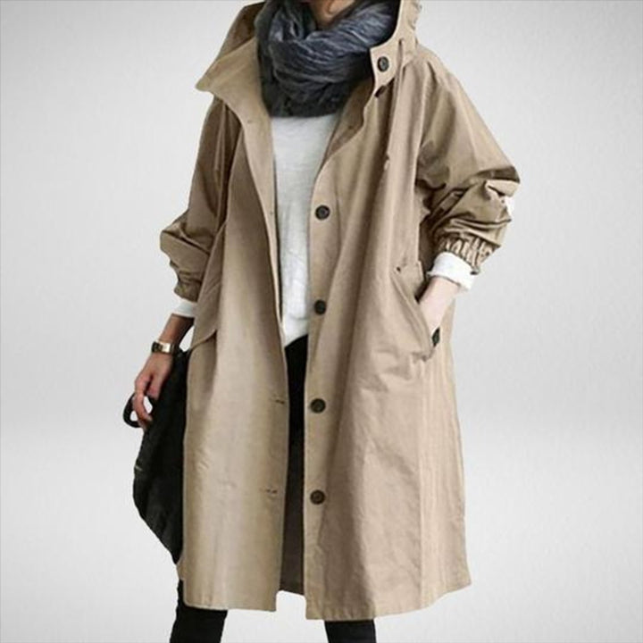 Amelia Lange Trenchcoat met Capuchon