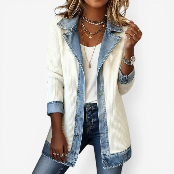 Florence Lange Denim Blouse met Gelaagde Rok
