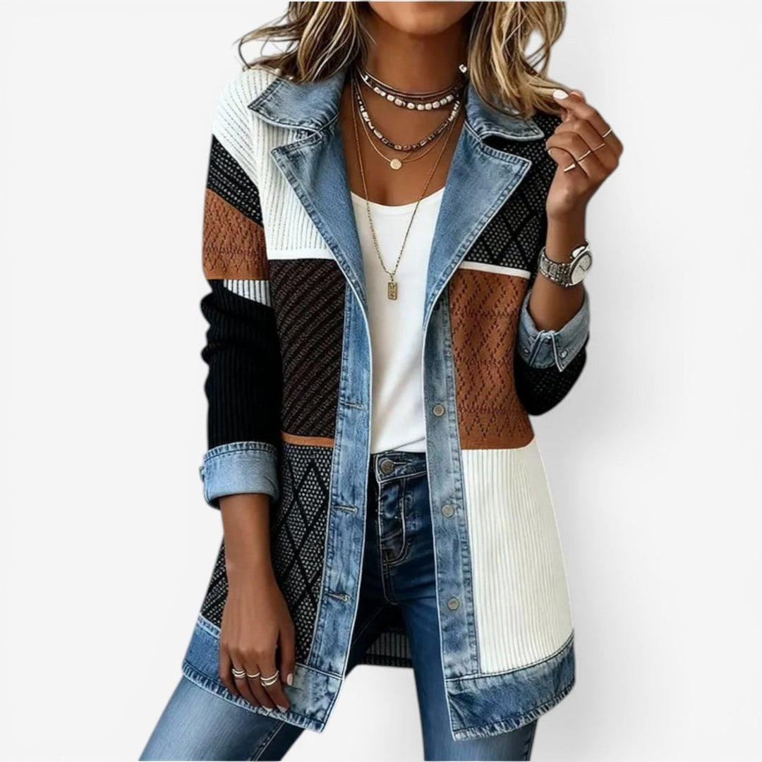 Florence Lange Denim Blouse met Gelaagde Rok
