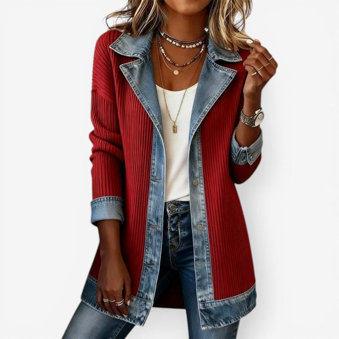 Florence Lange Denim Blouse met Gelaagde Rok