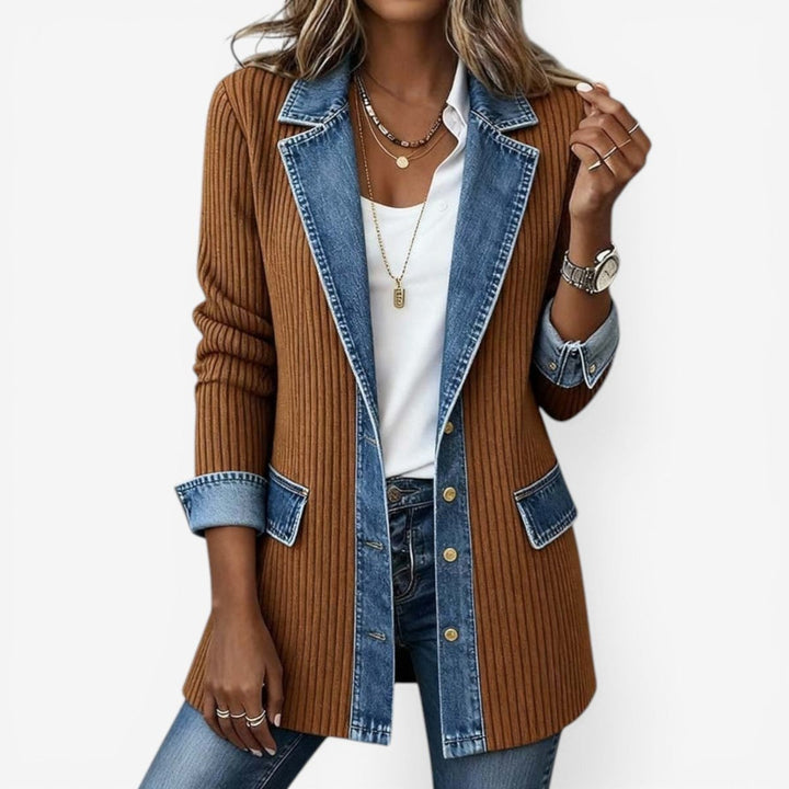 Florence Lange Denim Blouse met Gelaagde Rok
