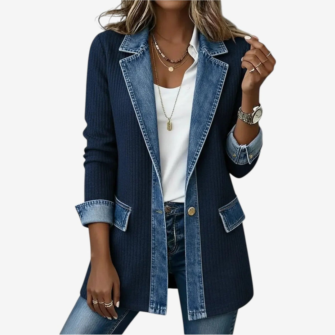 Florence Lange Denim Blouse met Gelaagde Rok
