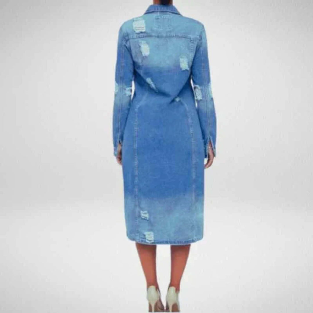 Ella Lange Denim Trenchcoat met Knoopsluiting