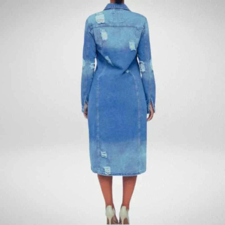Ella Lange Denim Trenchcoat met Knoopsluiting