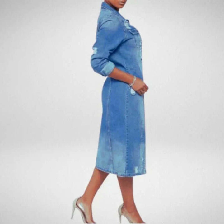Ella Lange Denim Trenchcoat met Knoopsluiting