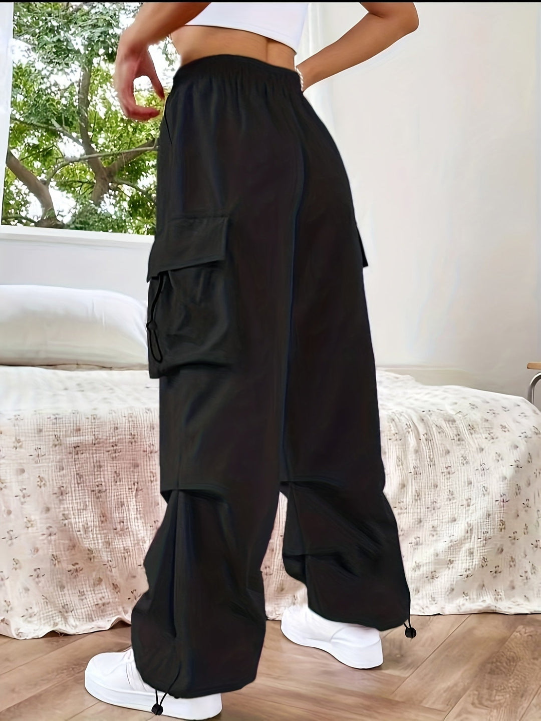 Hailey | Dames Wijde Pijpen Cargo Zak Casual Broek