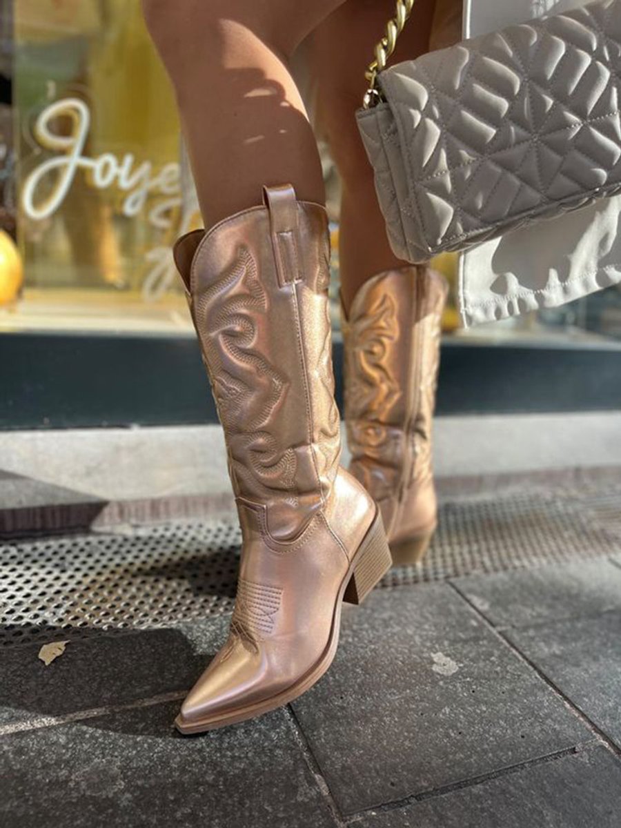 Ella Kniehoge Cowboylaarzen met Borduurwerk