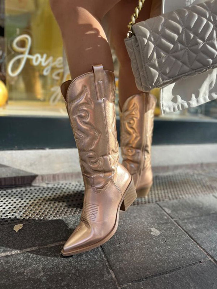 Ella Kniehoge Cowboylaarzen met Borduurwerk