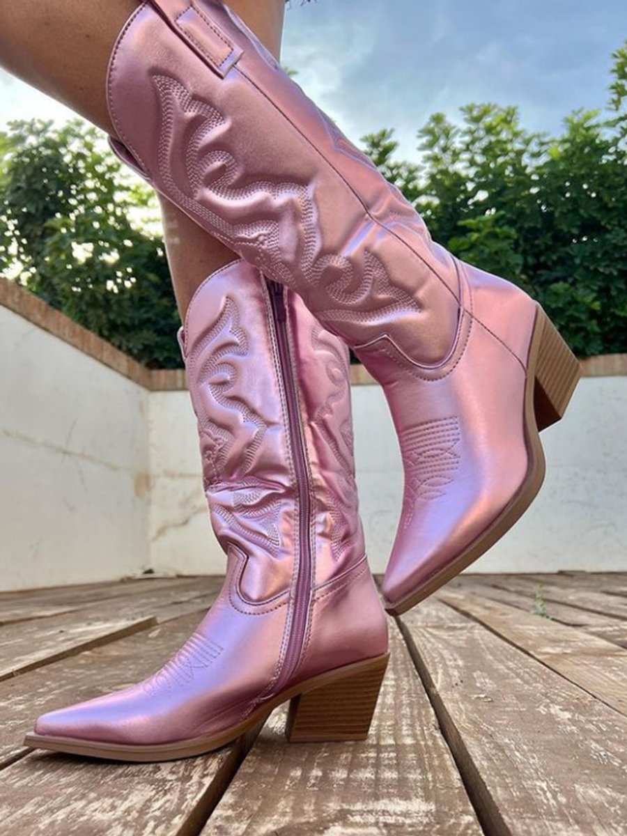 Ella Kniehoge Cowboylaarzen met Borduurwerk