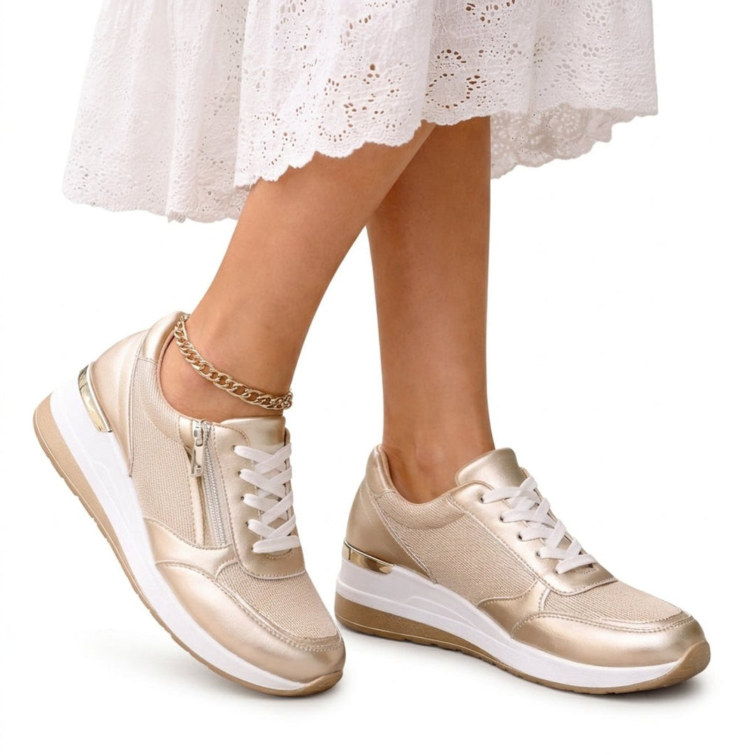 Aria Leren Plateauschoenen met Sleehak