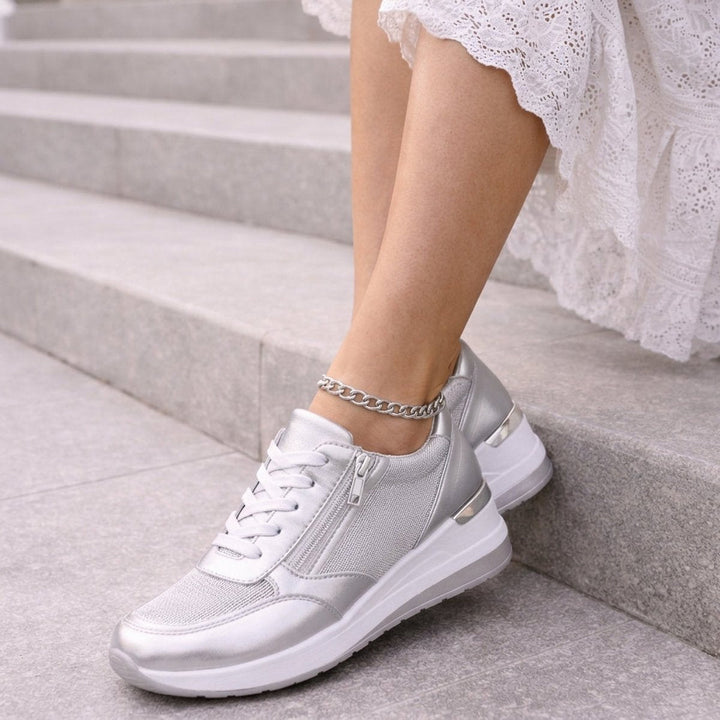 Aria Leren Plateauschoenen met Sleehak