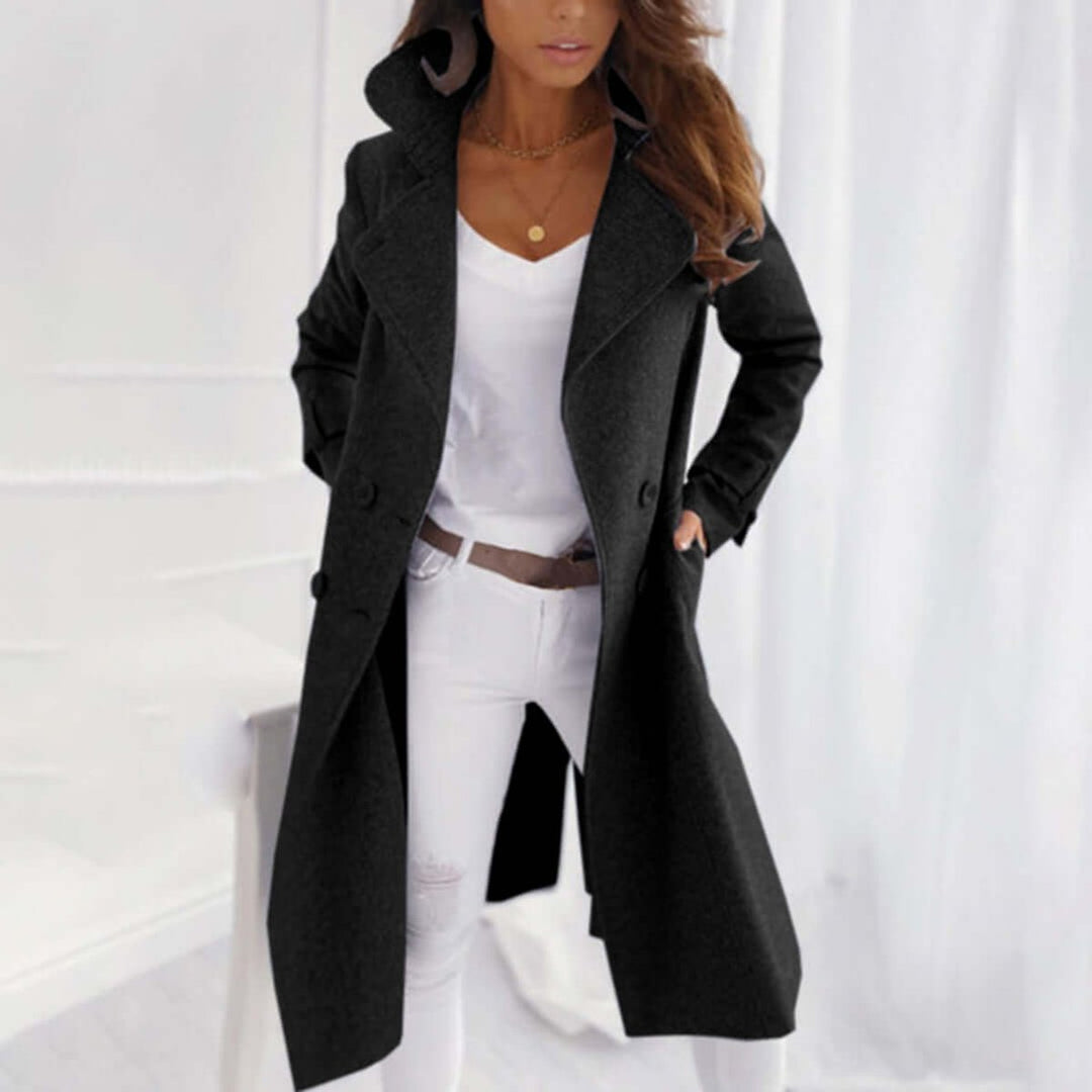 Sienna Halflange Wollen Trenchcoat met Knoopsluiting