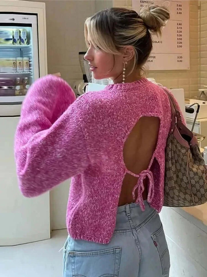 Ava Lange Gebreide Trui met Open Rug
