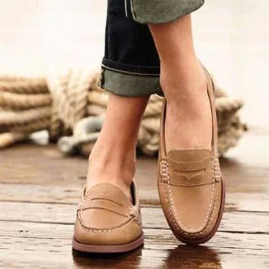 Florence Leren Loafers met Voetboogsteun