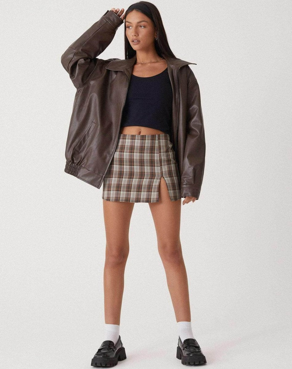 Mia Leren-look Pufferjas met Ritssluiting