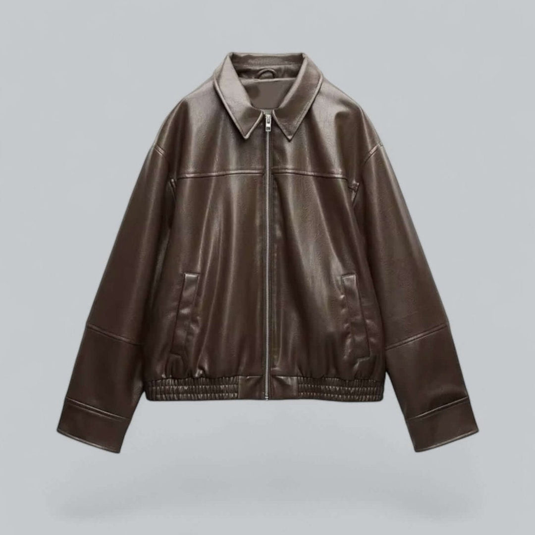 Willow Leren-look Bomberjas met Ritssluiting