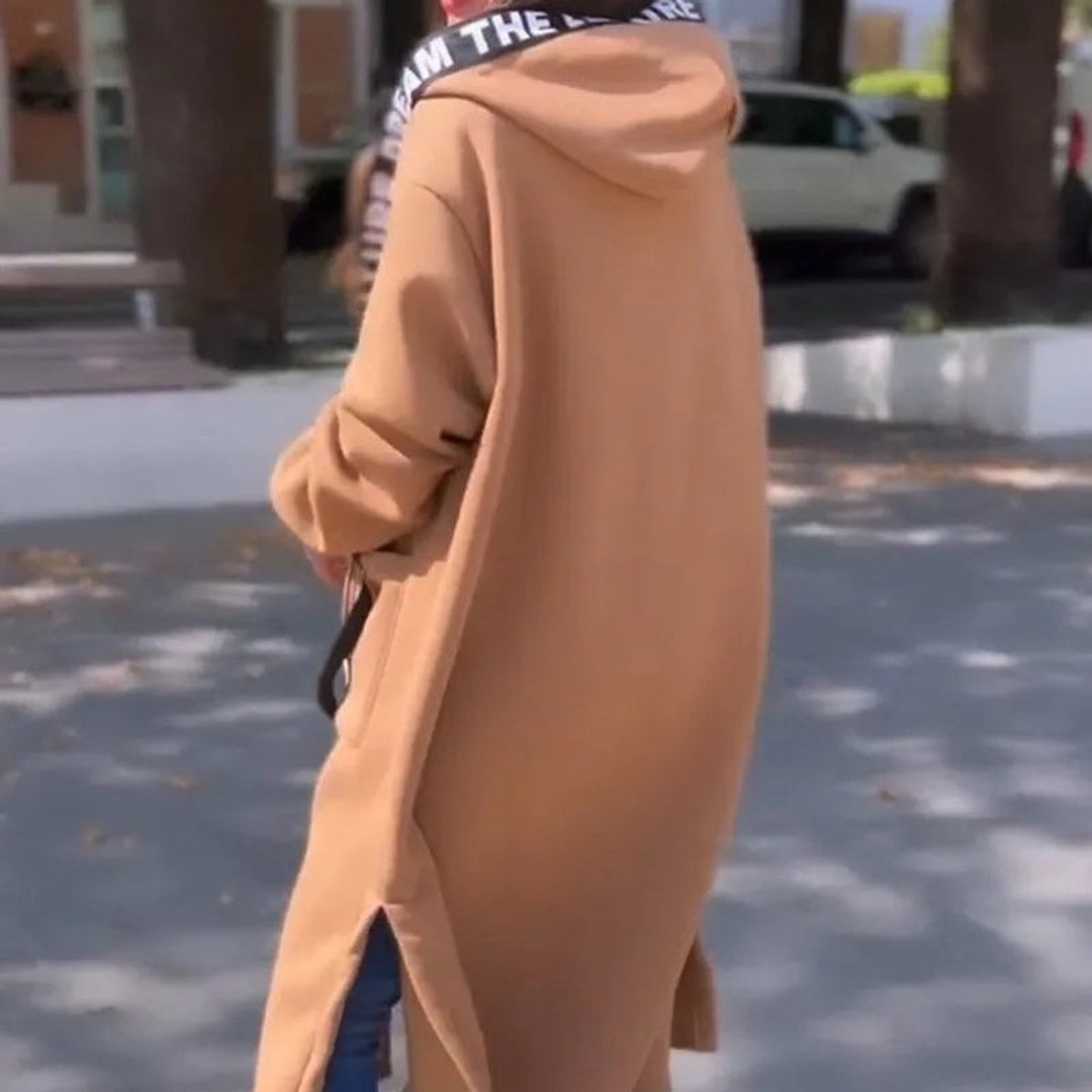 Mia Lange Wollen Trenchcoat met Ritssluiting