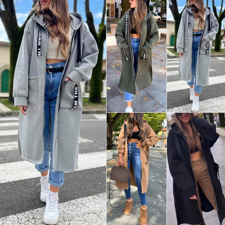 Mia Lange Wollen Trenchcoat met Ritssluiting