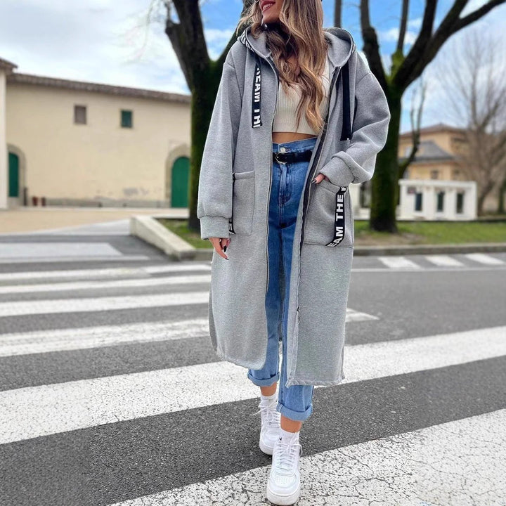 Mia Lange Wollen Trenchcoat met Ritssluiting