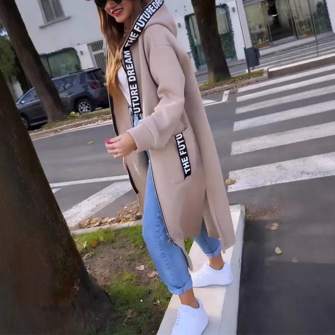 Mia Lange Wollen Trenchcoat met Ritssluiting