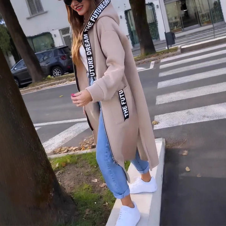 Mia Lange Wollen Trenchcoat met Ritssluiting