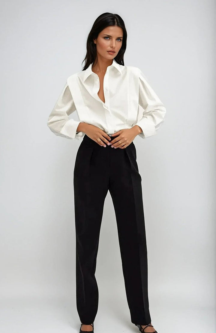 Ivy Lange Satijnen Blouse met Knoopsluiting
