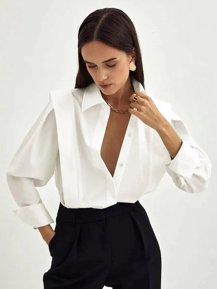 Ivy Lange Satijnen Blouse met Knoopsluiting