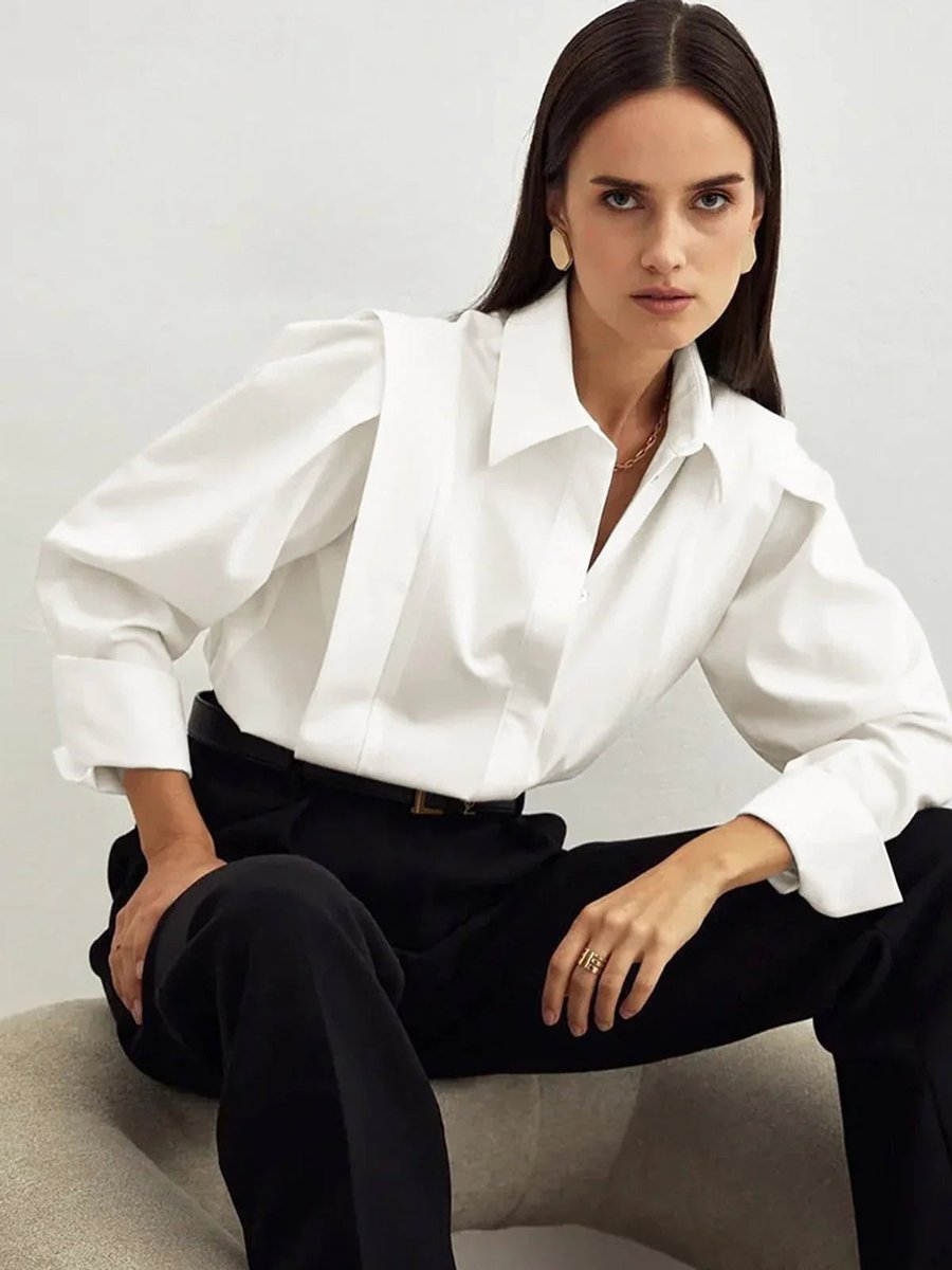 Ivy Lange Satijnen Blouse met Knoopsluiting