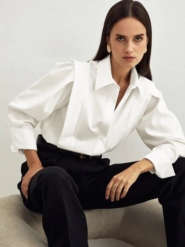 Ivy Lange Satijnen Blouse met Knoopsluiting