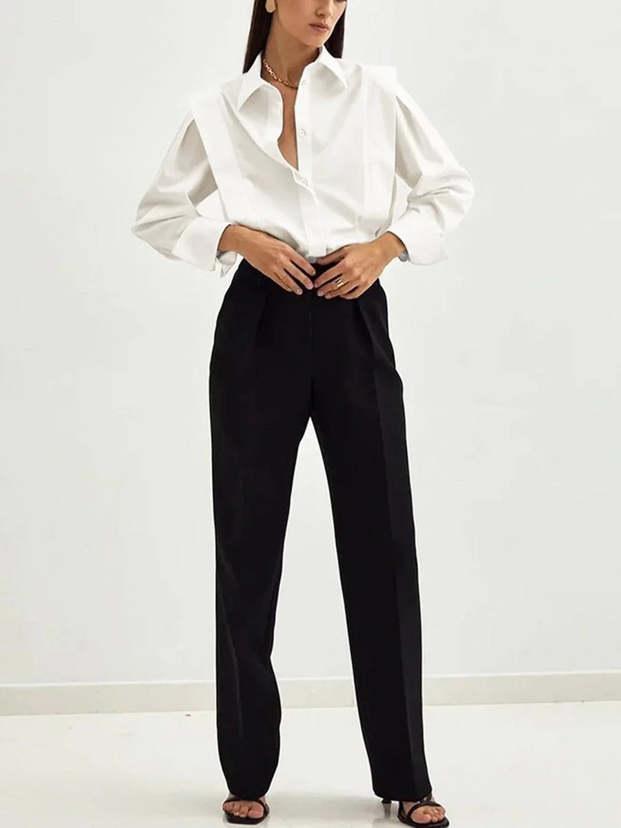 Ivy Lange Satijnen Blouse met Knoopsluiting