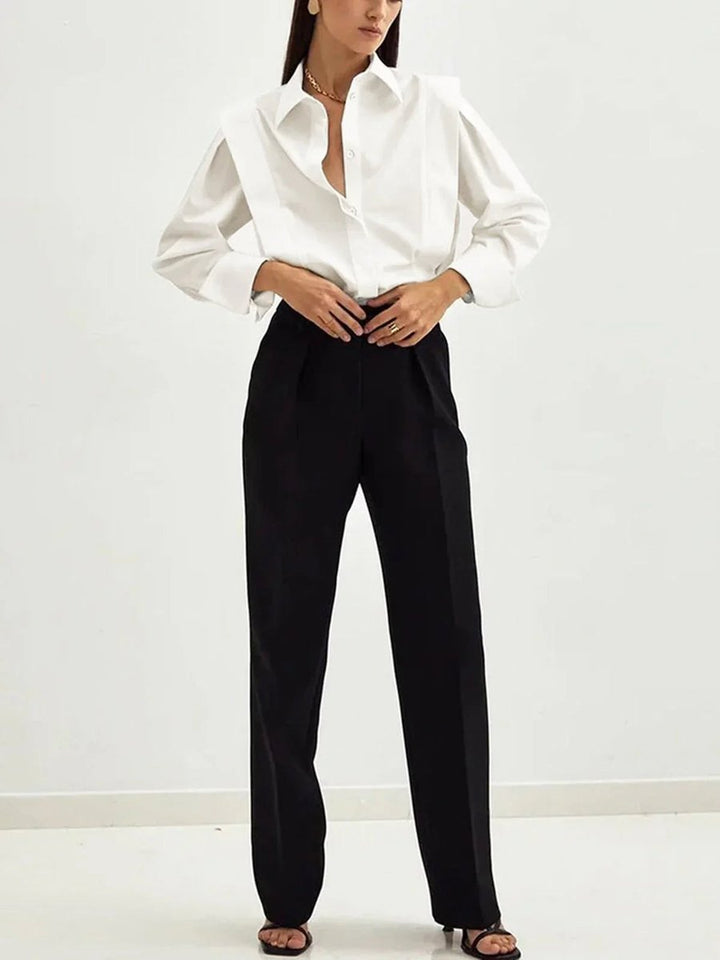 Ivy Lange Satijnen Blouse met Knoopsluiting