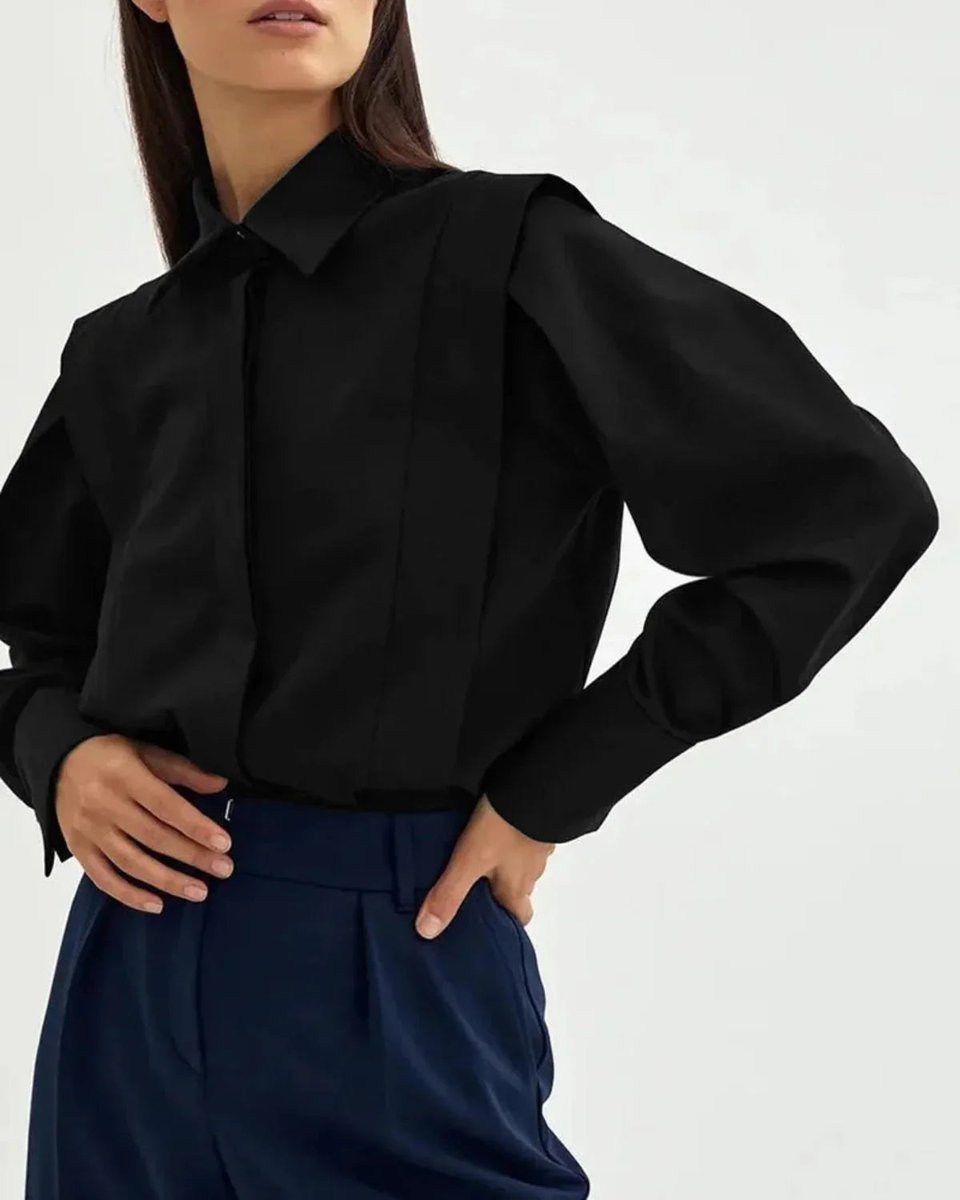 Ivy Lange Satijnen Blouse met Knoopsluiting