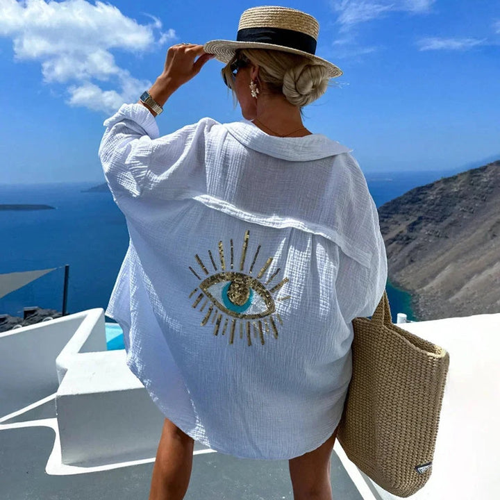 Evelyn Lange Pailletten Blouse met Borduurwerk