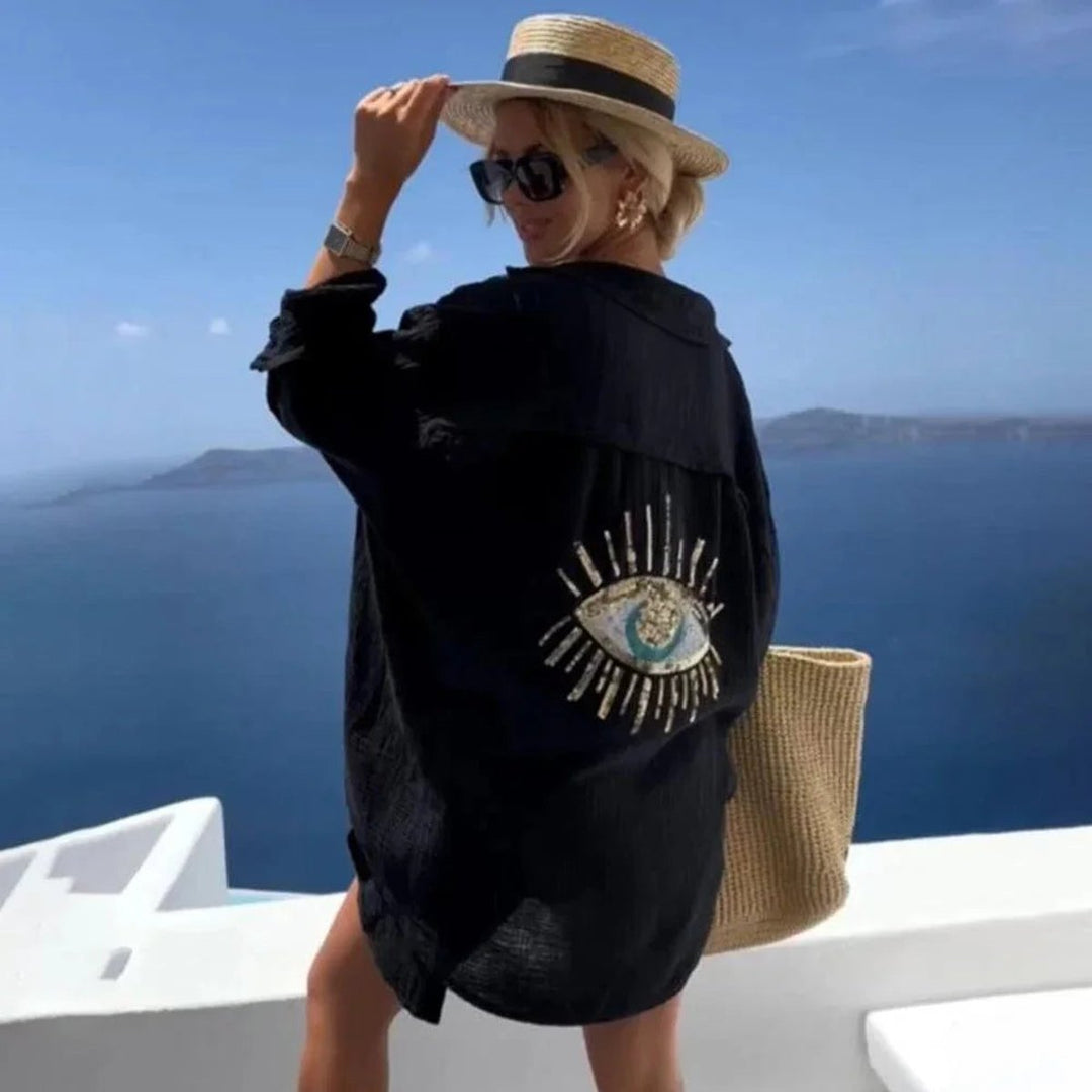 Evelyn Lange Pailletten Blouse met Borduurwerk