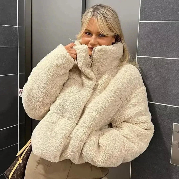 Amelia Teddy Pufferjas met Staande Kraag