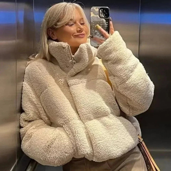 Amelia Teddy Pufferjas met Staande Kraag