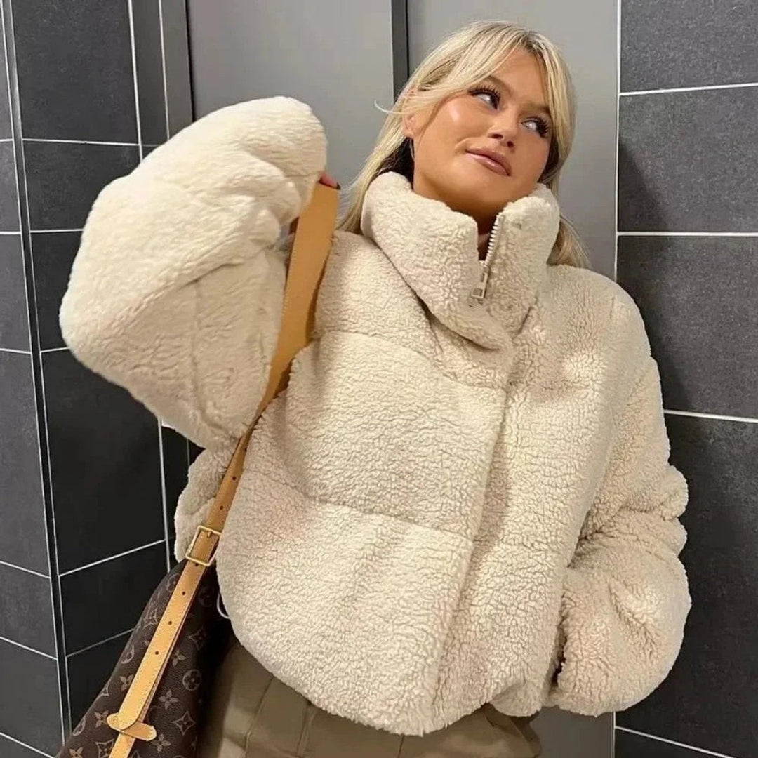 Amelia Teddy Pufferjas met Staande Kraag