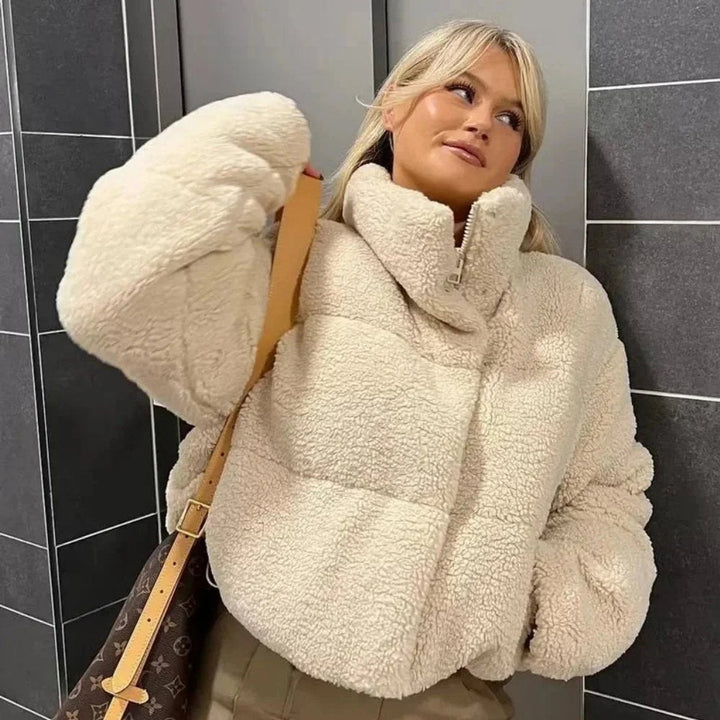 Amelia Teddy Pufferjas met Staande Kraag