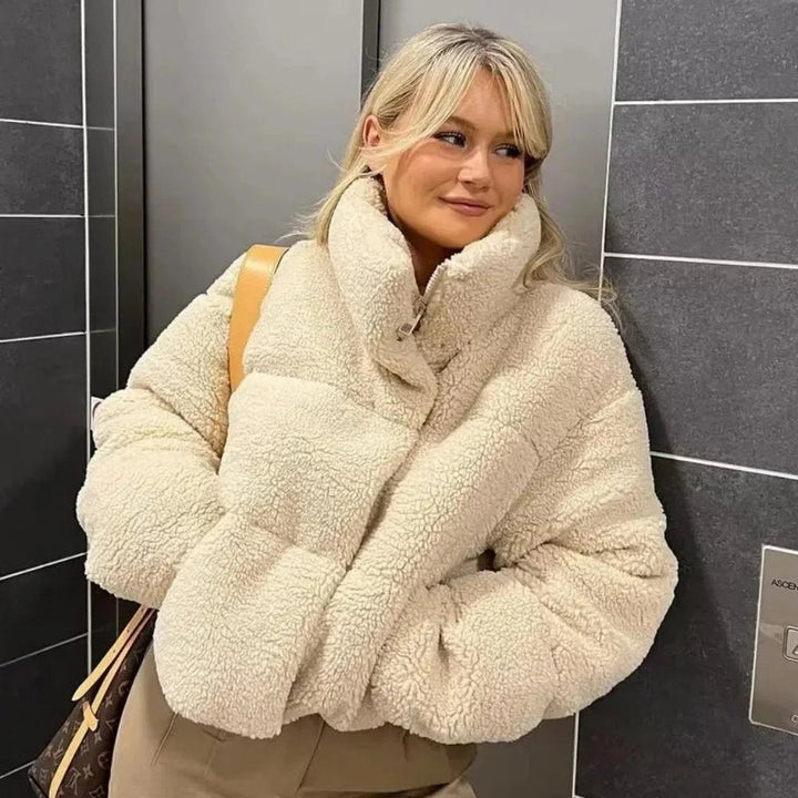 Amelia Teddy Pufferjas met Staande Kraag