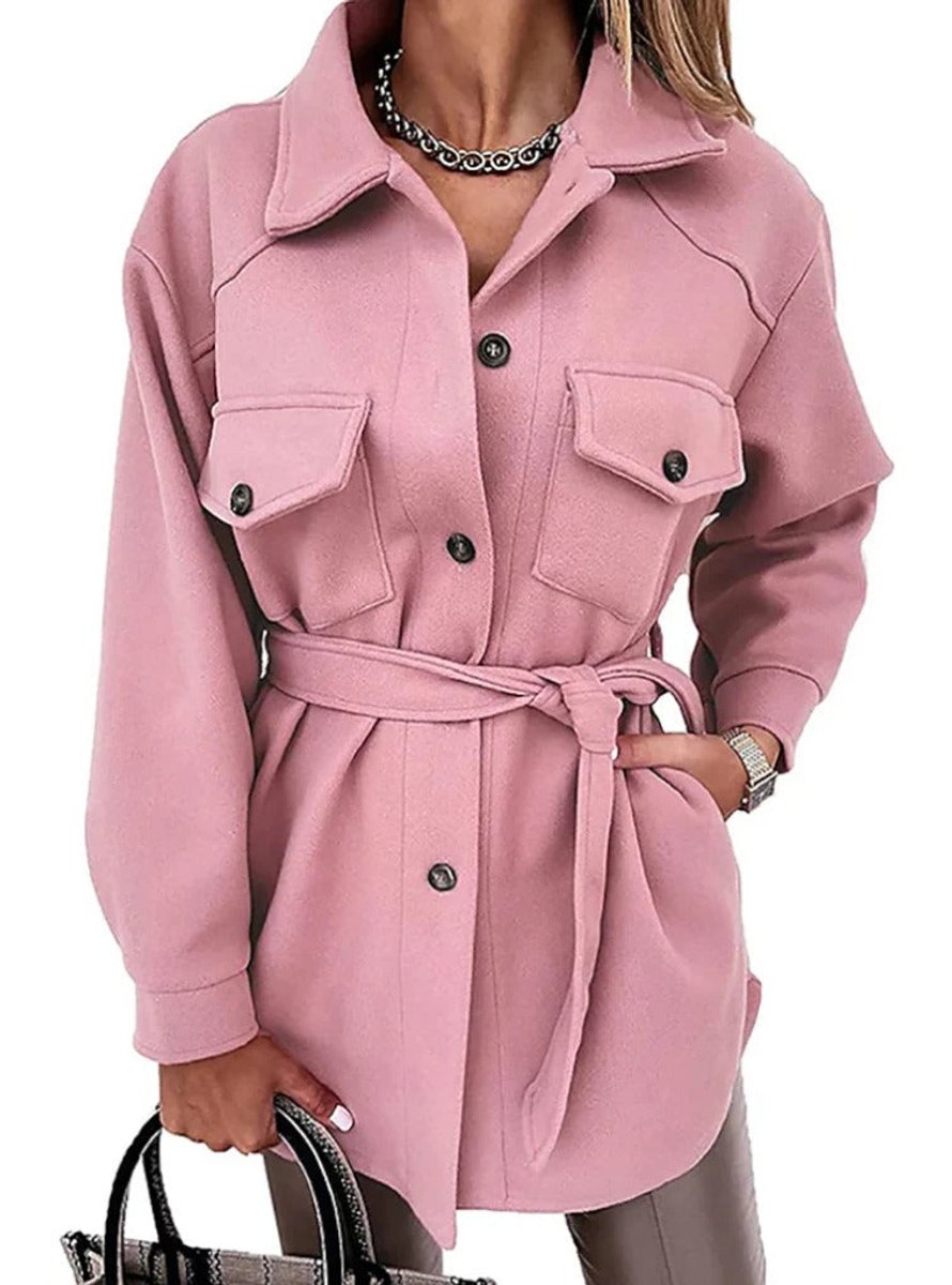 Mia Lange Wollen Overshirt met Knoopsluiting