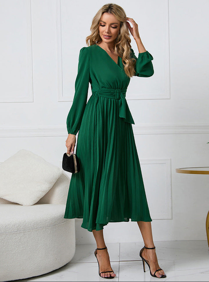 Grace Tijdloze Midi Jurk met Wikkeldetail