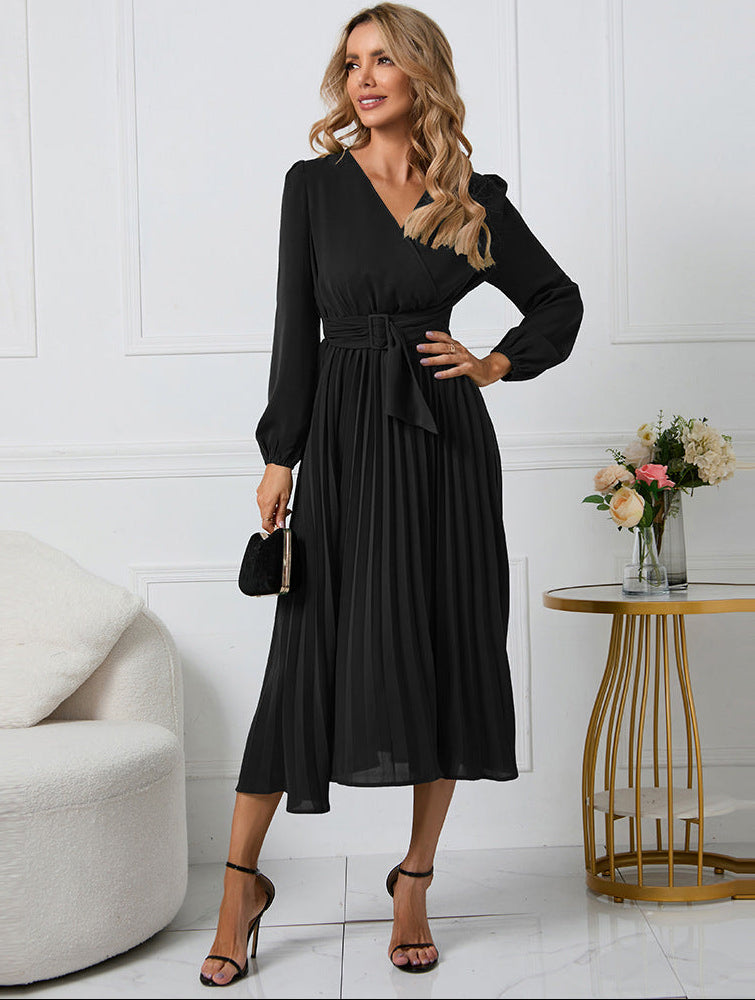 Grace Tijdloze Midi Jurk met Wikkeldetail