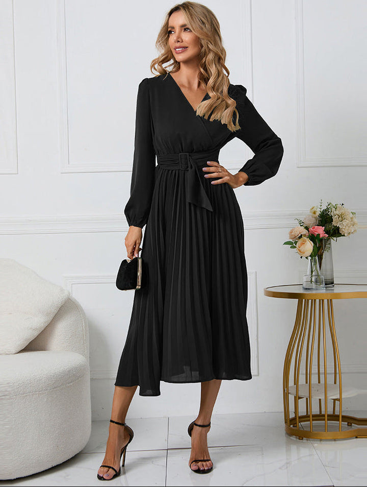 Grace Tijdloze Midi Jurk met Wikkeldetail
