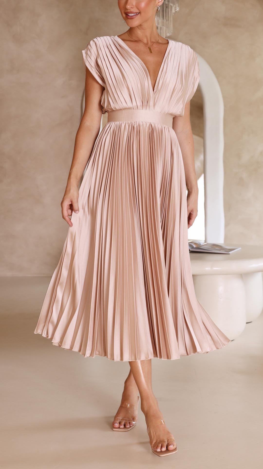 Kaitlyn Tijdloze Midi Jurk met V-hals