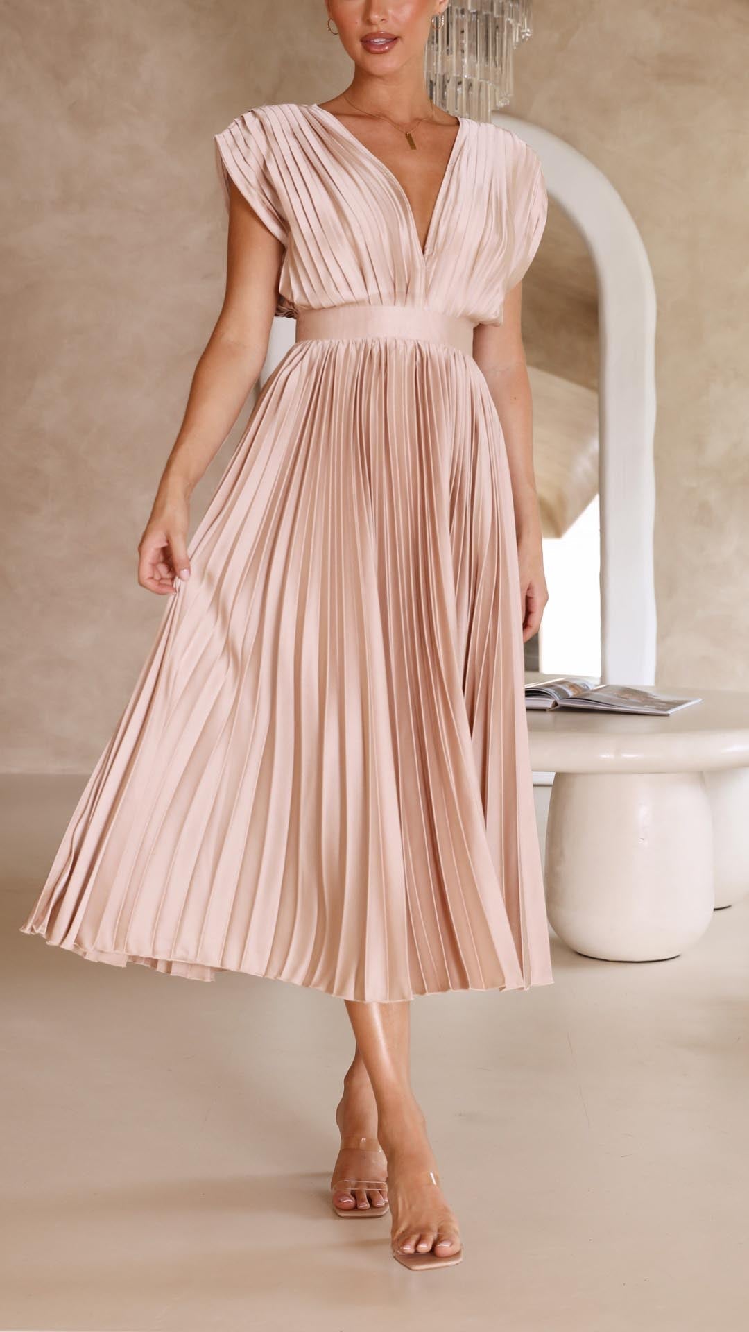 Kaitlyn Tijdloze Midi Jurk met V-hals