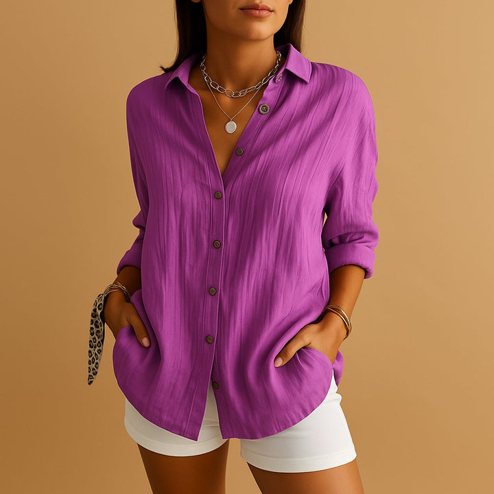Sienna Lange Katoenen Blouse met Knoopsluiting