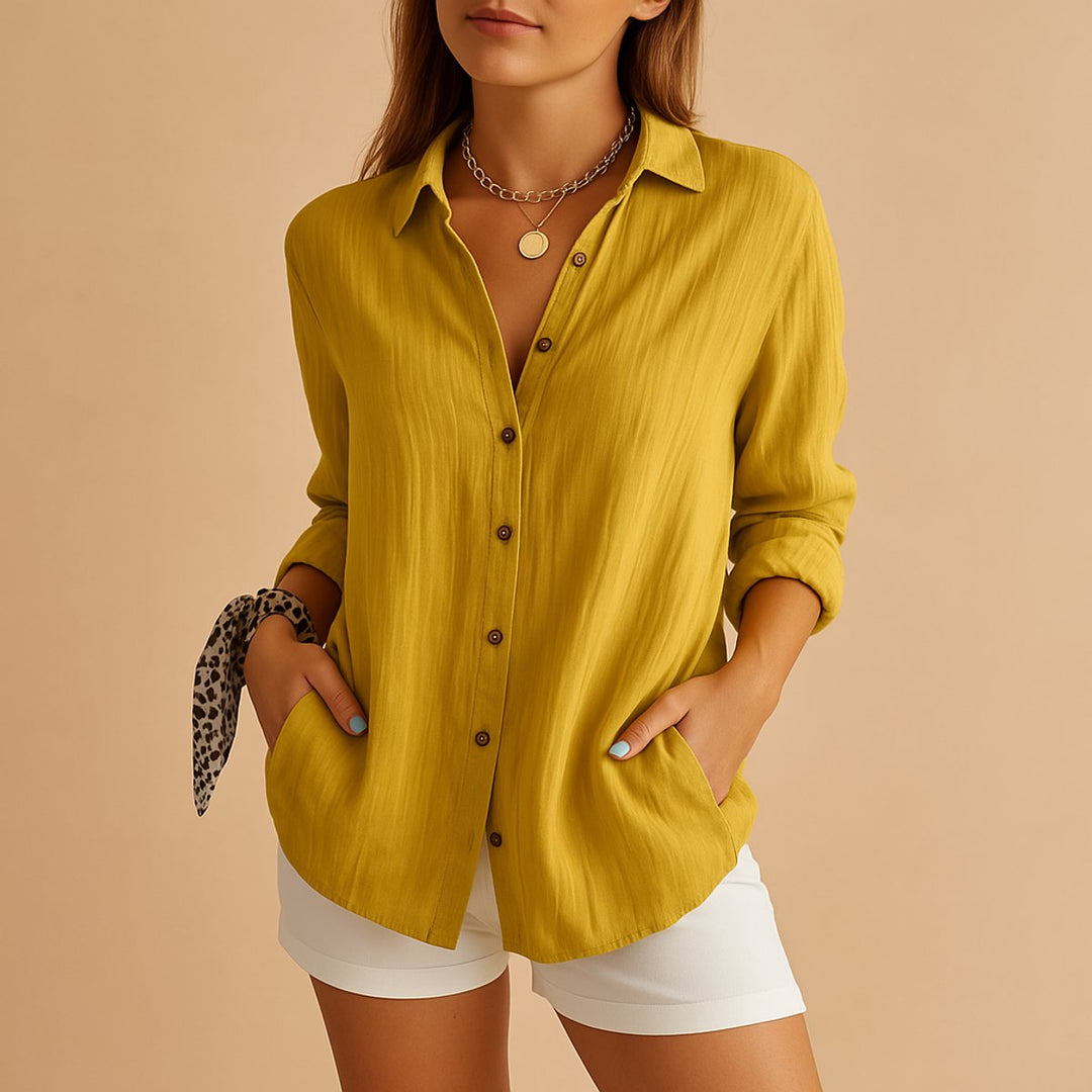 Sienna Lange Katoenen Blouse met Knoopsluiting