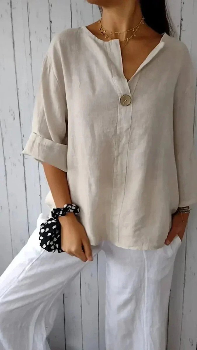 Emily Linnen Blouse met V-hals